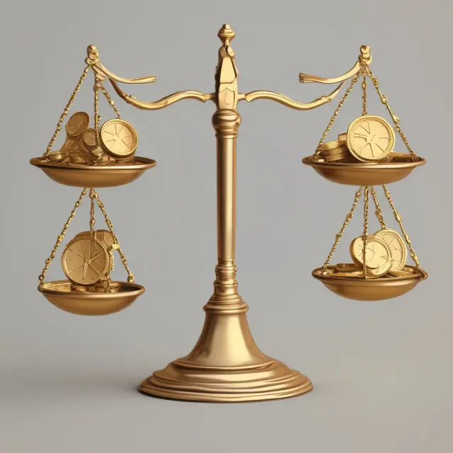 Golden scale weighing Cost of Goods Sold (COGS) with coins, balanced by interconnected gears representing Operating Expenses