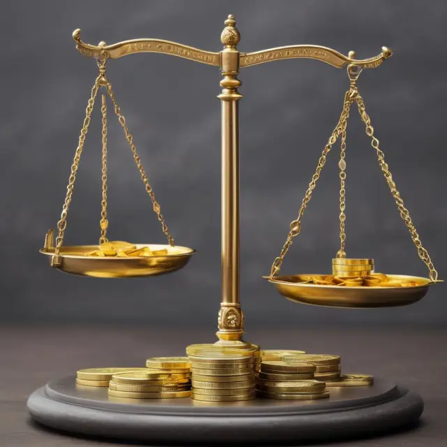 Golden coins represent operating leases (less risk and benefits), while silver coins symbolize finance leases (more risk and rewards) on a balance scale.