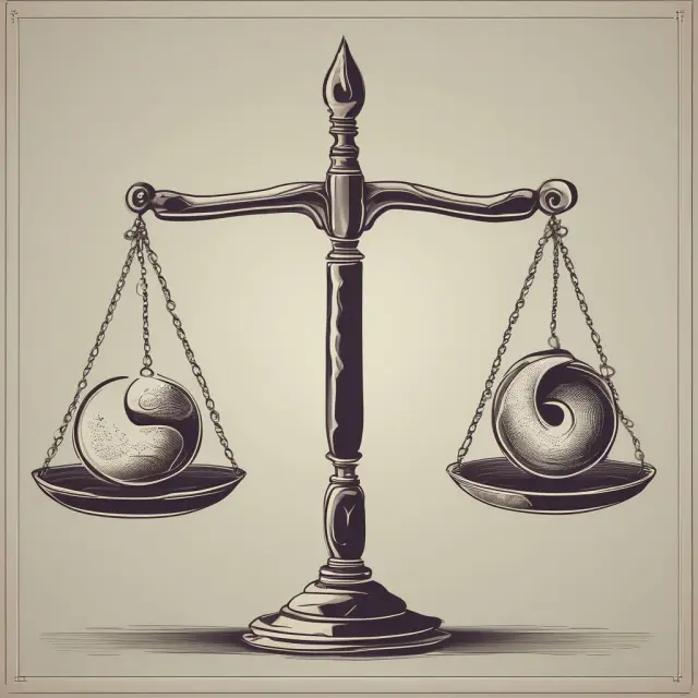 Scales with yin-yang symbols representing Operating Leverage (fixed costs) and Financial Leverage (debt) balancing the potential risks and rewards for investors