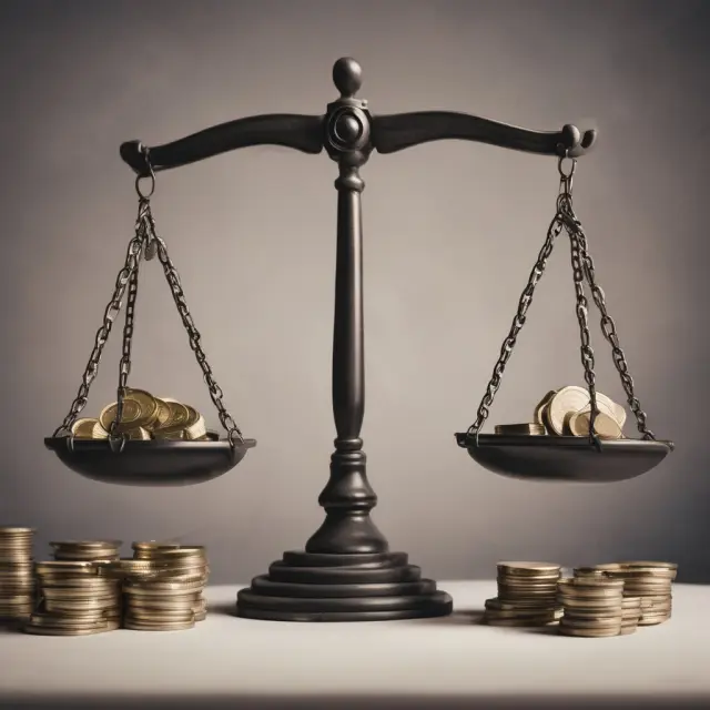 Scales represent sales and operating leverage. One side depicts precise sales forecast, the other, actual sales. A small discrepancy on one scale causes a large imbalance in cash flow.