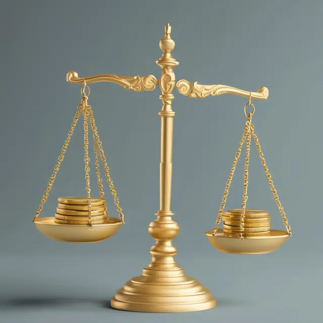 Gold scales represent operating margin, with gold coins symbolizing sales revenue. The tipping balance between COGS and SG&A costs determines profitability.
