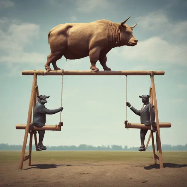 Bull (net sales) and bear (operating expenses) on a seesaw to illustrate Operating Ratio comparison.