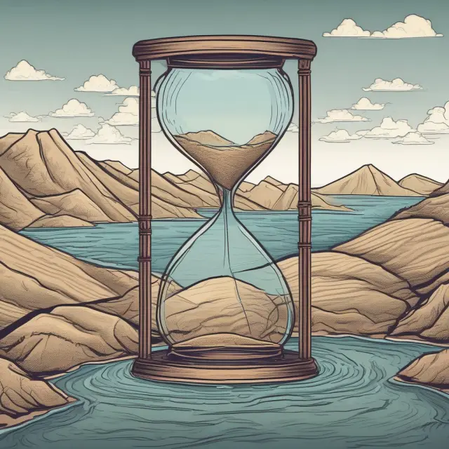 An hourglass with a twisting figure alters the flow of yield curve rivers, symbolizing Operation Twist