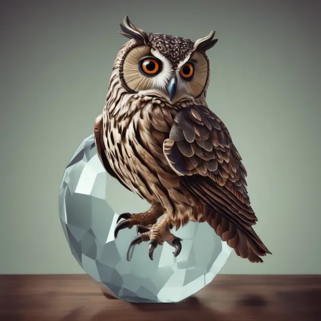 An owl representing central banks studies a crystal ball containing interest rate targets, illustrating their role in influencing economic conditions.