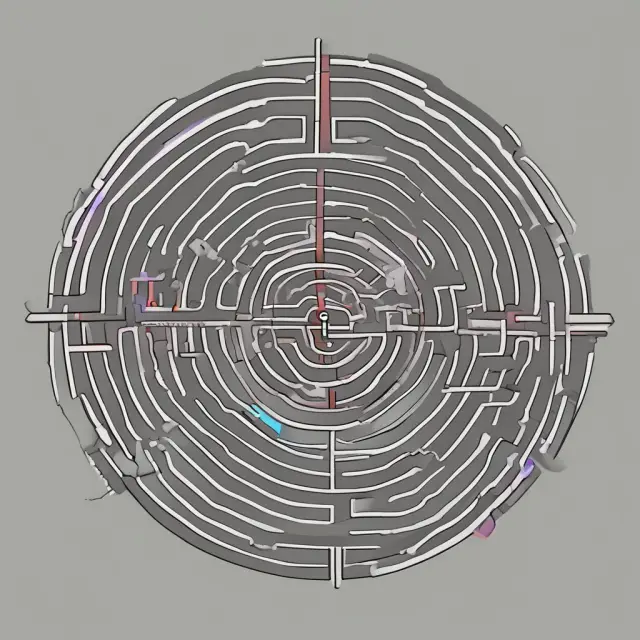 A person navigating a complex maze, finding crucial risk indicators among the data.
