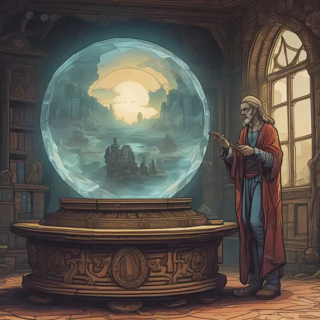 An ancient guardian examines KRIs in a crystal ball to unveil operational risks and opportunities