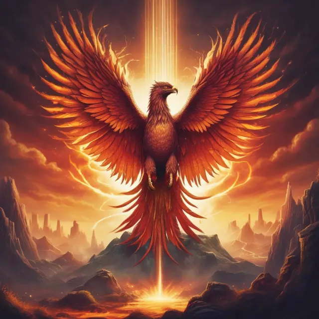 A mythical Phoenix rising above a rough landscape, representing effective operational risk management strategies