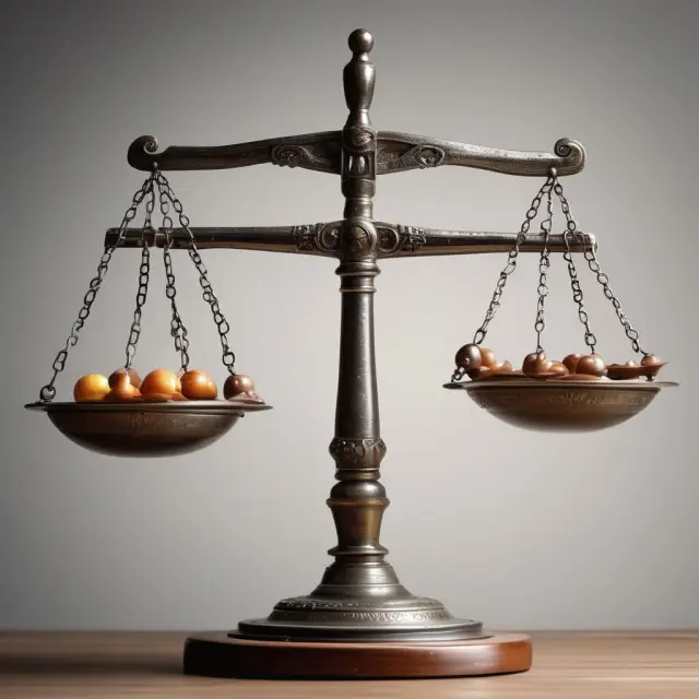 Balancing scale representing productivity (weight) and efficiency (balance), depicting their importance in financial markets.
