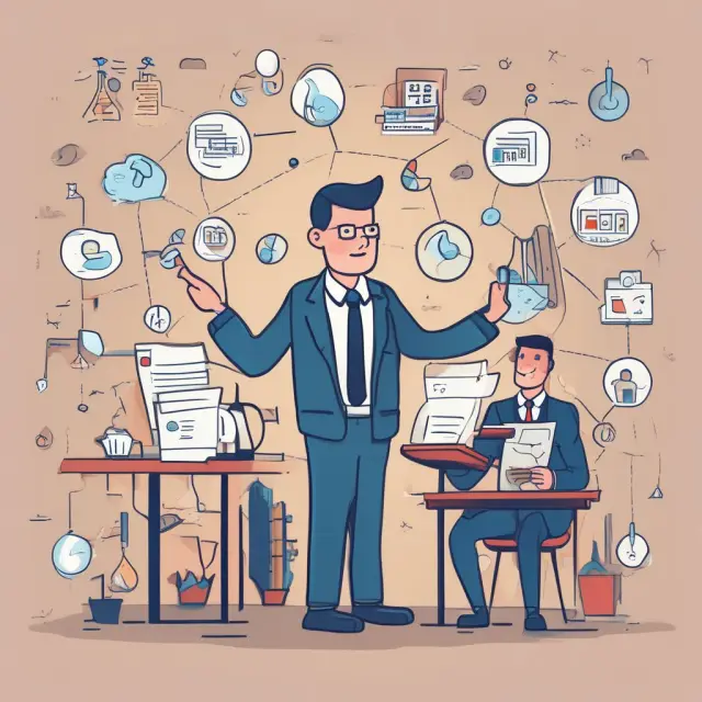 Operations manager conducts an orchestra of organizational components, balancing costs and efficiency