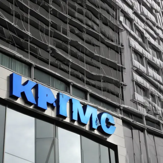 An image of an accounting firm ensnared by a complex network of financial strings, symbolizing the controversies surrounding KPMG