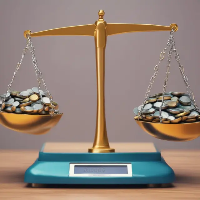 Two scales showcasing a marketing strategy and equipment upgrade, with the side representing the higher expected return slightly tipping the balance