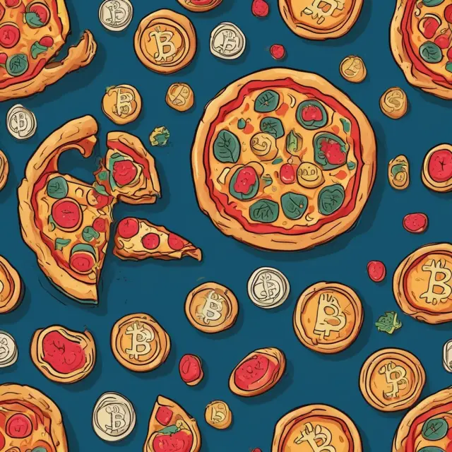 Image comparing the sunk cost of buying two pizzas with the missed opportunity cost of not holding onto 10,000 Bitcoins.