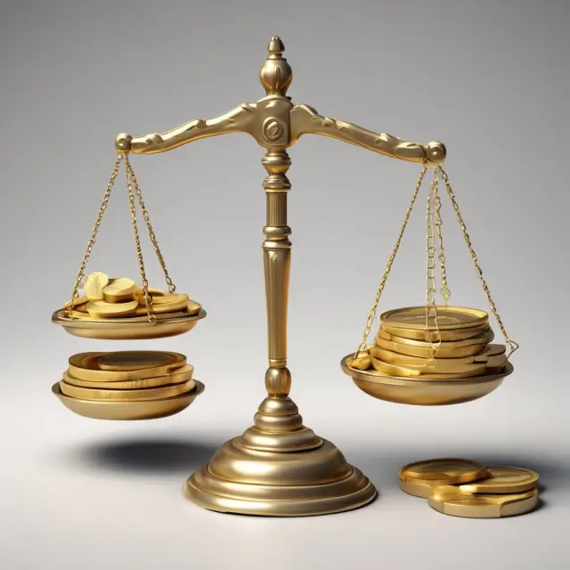 Gold coins symbolizing potential gains versus opportunities representing forgone benefits on a weighing scale, illustrating Opportunity Cost in finance.