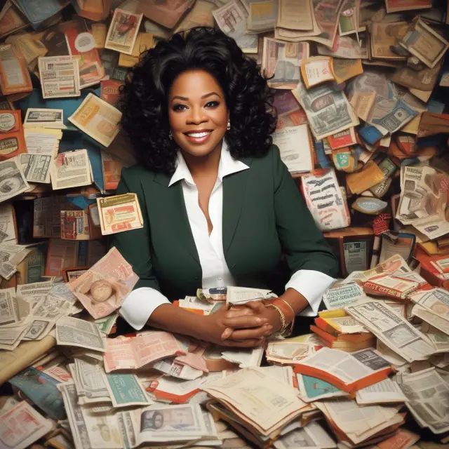 Oprah Winfrey as a lighthouse, symbolizing the impact of her influential endorsements on the publishing, food, interior design, and health industries.