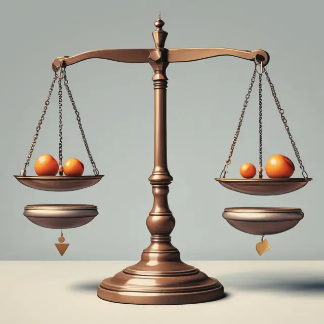 A balanced scale illustrates the optimal capital structure with debt and equity components