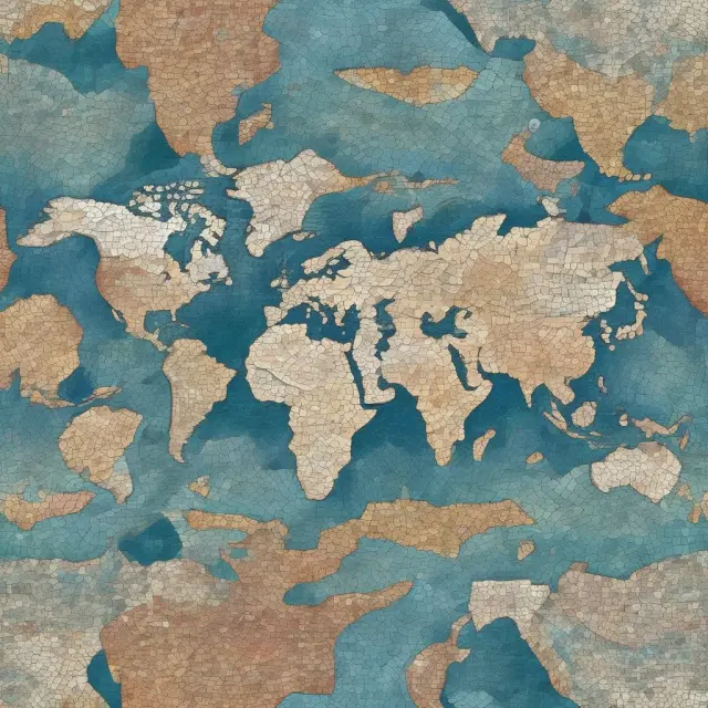 Mosaic tiles forming a cohesive sea representing various regions adhering to the conditions of an Optimum Currency Area