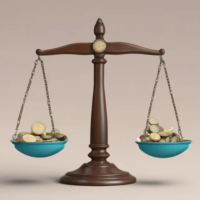 Scales with a long option (left) and a short option (right) balanced, depicting debit spread strategy for minimizing margin requirements