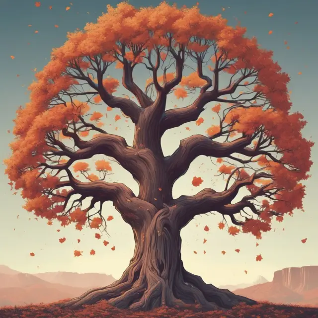 Visualization of a tree with branches of founder shares shedding leaves to create an option pool for employees as they join the startup