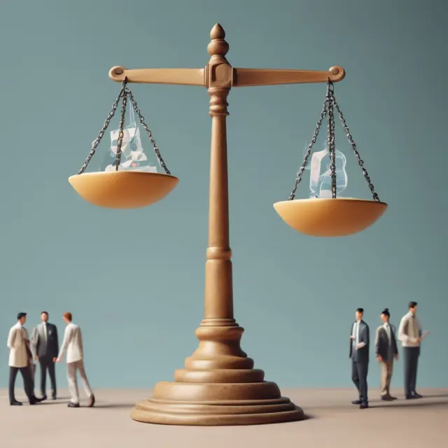 A balance scale illustrating how an option pool (employees) can cause a significant shift in ownership percentage, diluting the founder