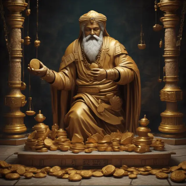 Ancient trader presenting option premium, weighing intrinsic vs extrinsic value