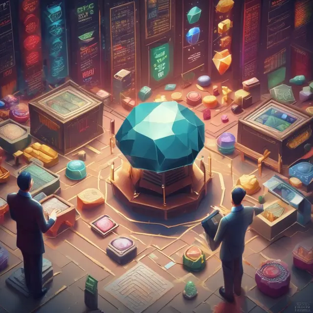 An image of a stock market scene where only certain stocks (gems) are accessible, symbolizing the eligibility requirements for optionability.