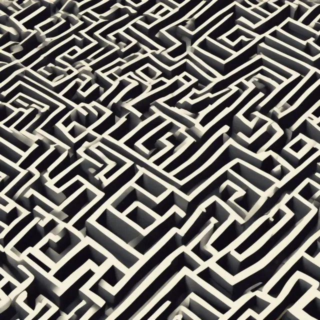 Visualization of an options chain as a maze, with bid and ask quotes depicted as crucial keys for navigating through the labyrinth