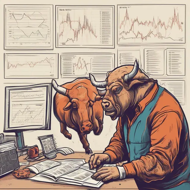 Trader analyzing options chain with high trading volumes and open interests for various strategies like bull straddles, bearish strangles, and spreads in a volatile market
