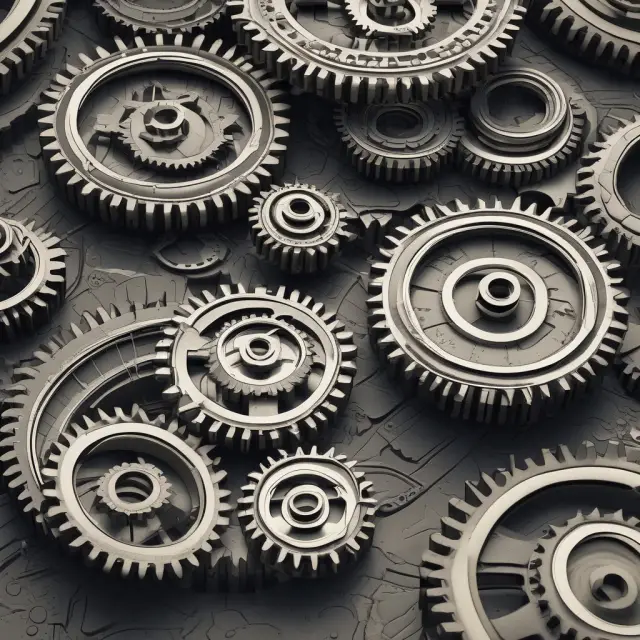 Visualization of options on futures as interconnected gears, symbolizing leverage, risk management, and flexibility