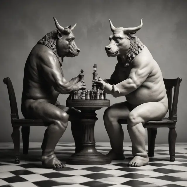 An American bull and European bear playing a game of chess represent the flexibility and rigidity of American and European options, respectively.
