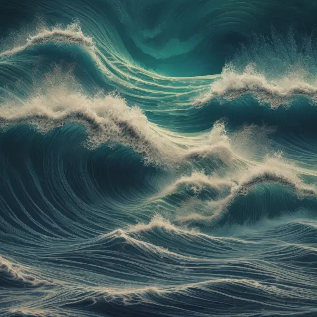Visualizing market depth and dark pools in an order book, with waves representing buy/sell orders meeting at price levels