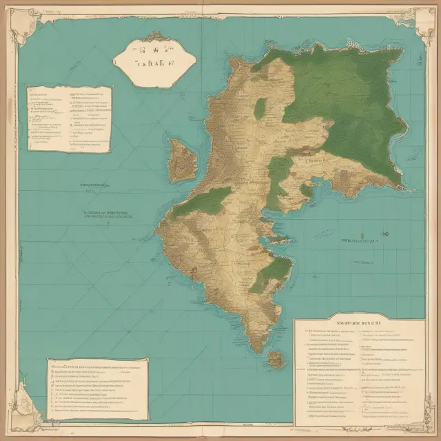 A metaphorical depiction of an order book, with bids represented by islands and asks as peninsulas in a vast lake, illustrating the balance of buying and selling pressures