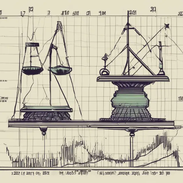 Scale showing market shifts: Stock chart imbalance caused by news and investor sentiment