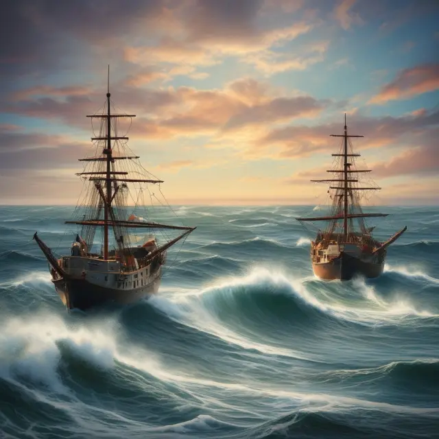 A vast ocean representing the stock market, with waves symbolizing market instability causing buy and sell order imbalances
