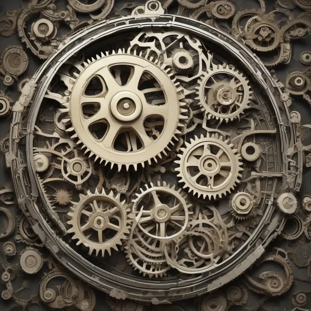 Clockwork gears symbolizing synchronized data flow in the Order Audit Trail System (OATS)