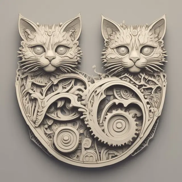 Two gears (OATS, smaller) interlocking with a larger gear (CAT), symbolizing the functional relationship between order auditing and consolidated reporting systems.