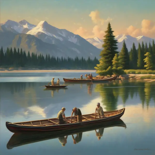 An orderly market represented as a tranquil lake with specialists acting as guards maintaining price stability and the Federal Reserve providing calmness to prevent turbulence.