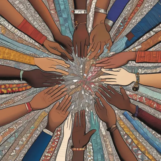 A mosaic of hands working together to create a vibrant and stable financial market scene.