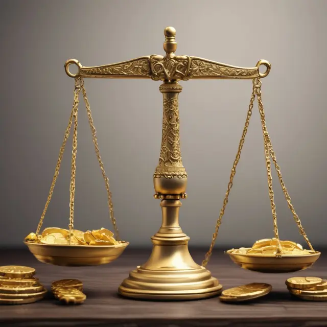 Golden scales illustrating ordinary and qualified dividends: golden coins for ordinary, precious gems for qualified