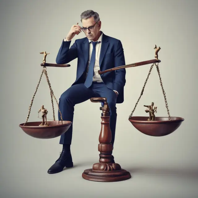 A taxpayer weighing the differences between ordinary losses (scale on left) and capital losses (scale on right), emphasizing tax implications