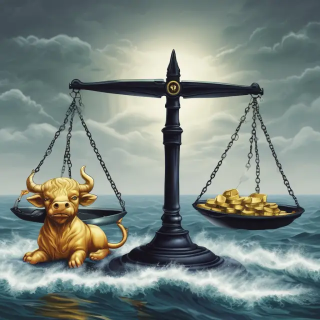 A taxpayer holding a scale weighing an unsuccessful business (business failure) against a golden bull representing revenues, with a turbulent sea symbolizing uncertain losses
