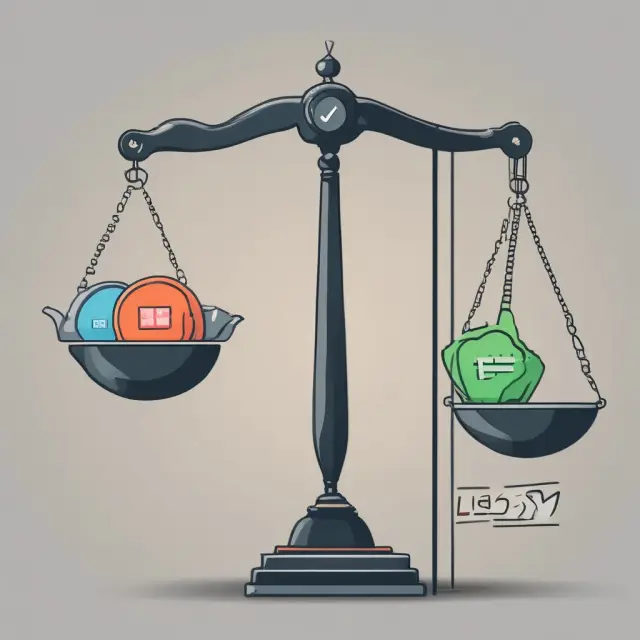 An image of a balanced scale, one pan holding revenue, the other weighed down by expenses, illustrating netting gains and losses for business tax calculations.