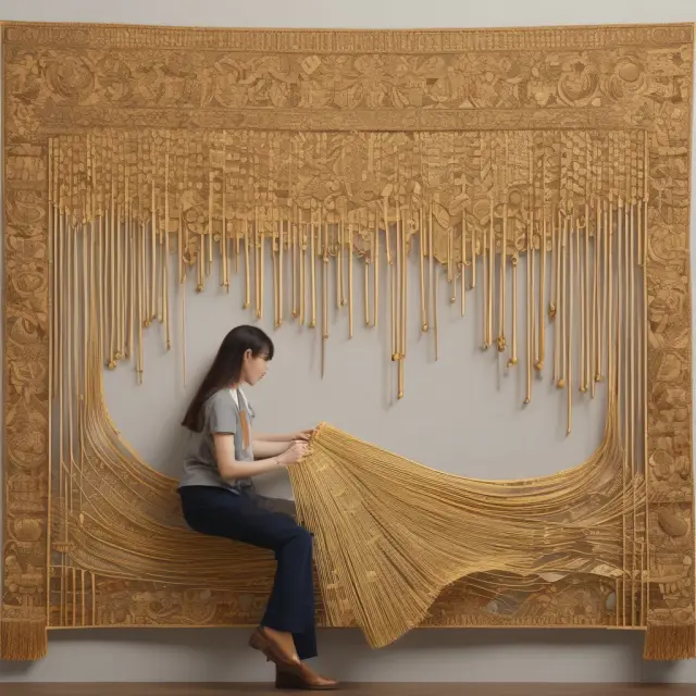 Person crafting a golden tapestry symbolizing ordinary annuity payments