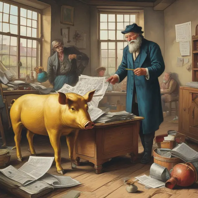 Tenant pays golden pig (taxation) rent, accountant processes paperwork for deductible expenses