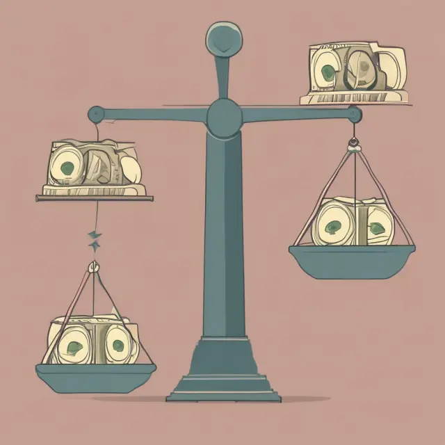 Visual representation of various income types - rent and wages - shifting on a balance scale.