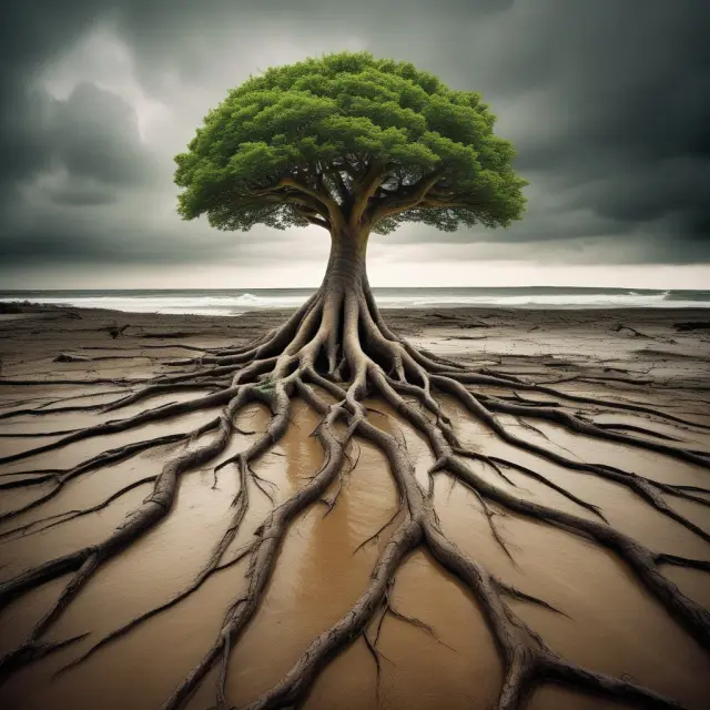 Organic tree representing sales growth amidst a stormy economic backdrop