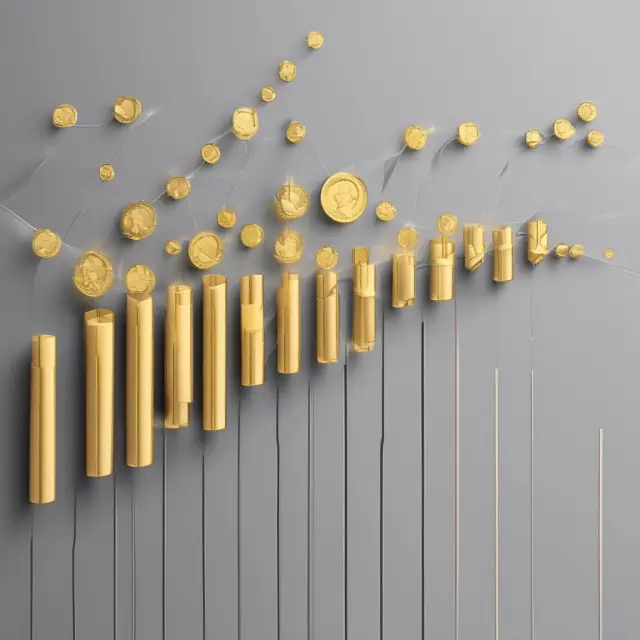 Gold coins growing on a vine in a bar chart represent organic business growth.