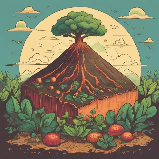 Two gardens side by side: One with seeds carefully nurtured, symbolizing organic growth. The other, a volcanic landscape representing inorganic growth through mergers and acquisitions.