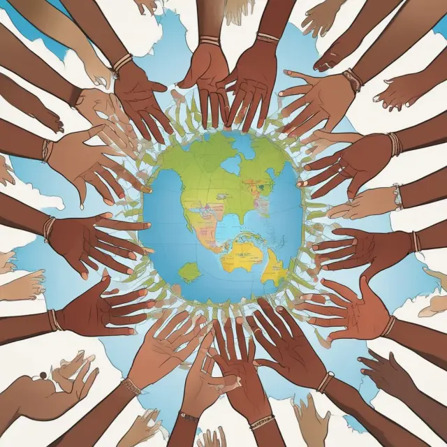 An image of eleven hands coming together to create a detailed map, representing the member states of the Organisation of Eastern Caribbean States.