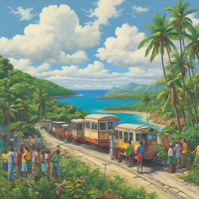 People moving between islands in the Eastern Caribbean Sea, representing ease of travel and economic unity