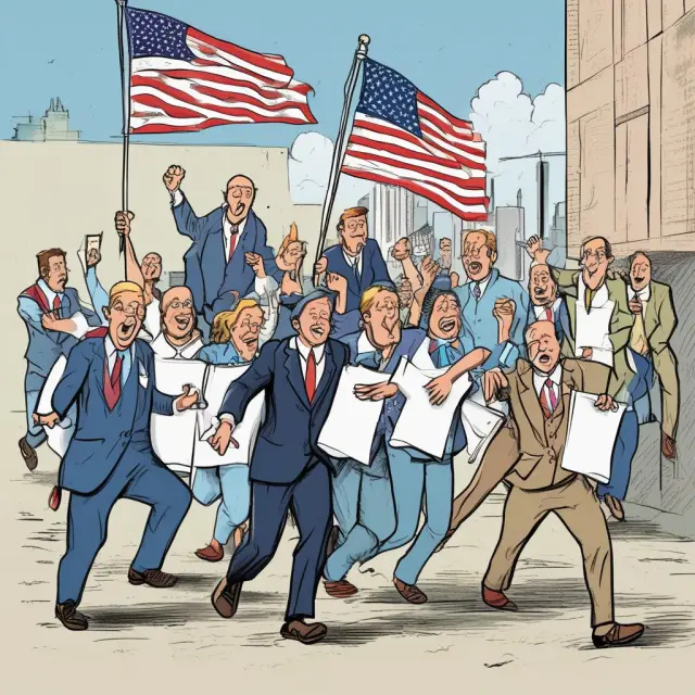 Four runners representing union petitioning, voter eligibility determination, holding an election, and collective bargaining pass batons in a relay race, symbolizing the union election process.